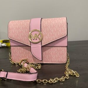 Michael Kors Pink Crossbody Bag with Gold Chain